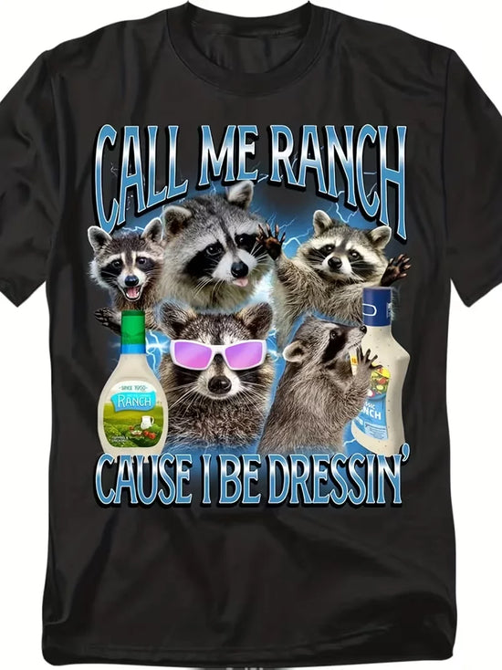 Unisex Adult T-Shirt with Humorous Raccoon Design,  Oversized Casual Outdoor Loose Short Sleeve Tee Casual Loose T-shirt