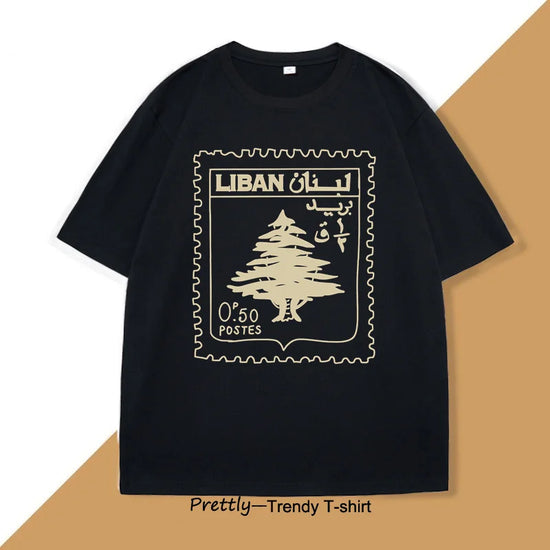 Lebanon Vintage Tshirt Support Lebanese Flag Printed T-shirt Men Women Cotton Short Sleeve Men&